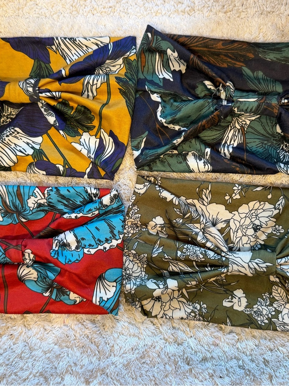 Floral Twist Headwraps Set - Multicolor Botanicals set of 5